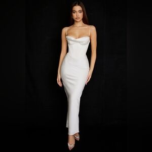 HOUSE OF CB Charmaine Corset Dress Ivory White XS